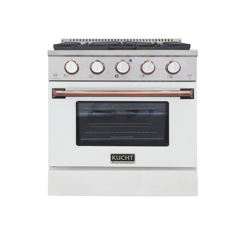 Kucht 30'' W Dual Fuel Free Standing Range, White/Rose Gold, Natural Gas