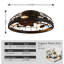 Ventilateur de plafond encastrable noir 19,7 po à 4 lumières avec éclairage, Fandelier à profil bas avec télécommande à 6 vitesses, moteur à courant continu réversible, minuterie-952592200