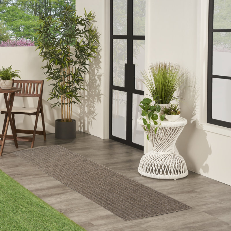 Cantara Chevron Indoor/Outdoor Area Rug, Runner 2'2" x 8', Brown