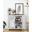 Buffet gris spacieux avec portes en miroir décoratives, grain de bois 3D, pour la vie et les espaces d'entrée Elegant 2 gris acrylique, design creux, utilisation dans plusieurs pièces de la maison