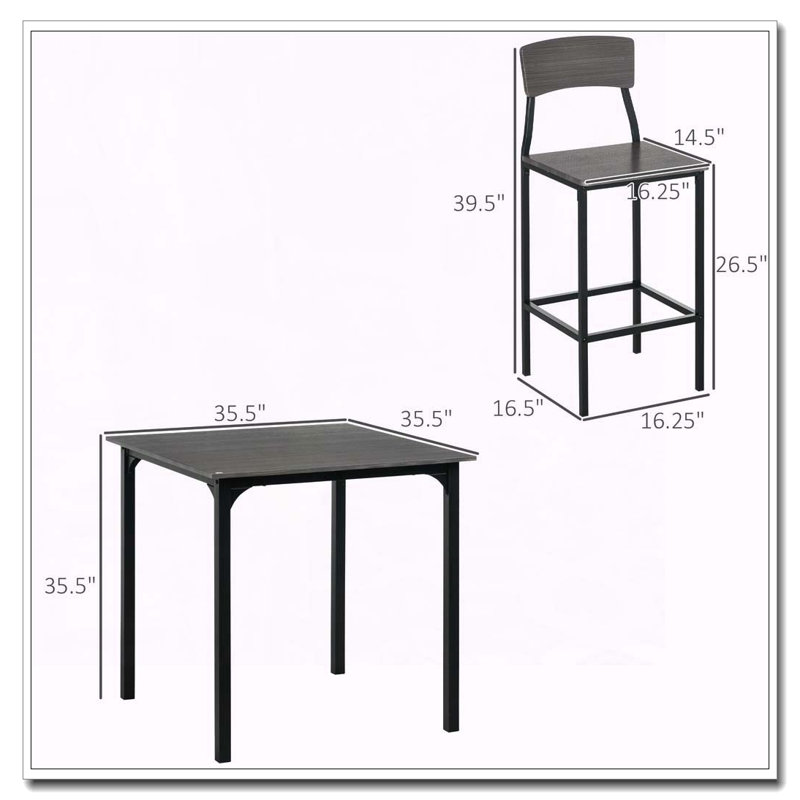 Solid Wood and Steel Top Dining Set