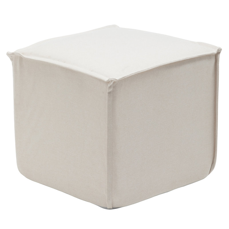 Modern Square Pouf Ottoman Footstool, 19" X 19" X 18", Multi-Functional For Living Room, Bedroom (Multiple Patterns), Beige