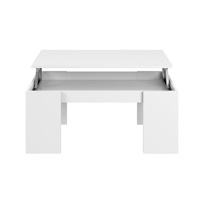 Biaggio Lift Top Four Leg Coffee Table with Storage, 43" H x 100" L x 50" W, Grey