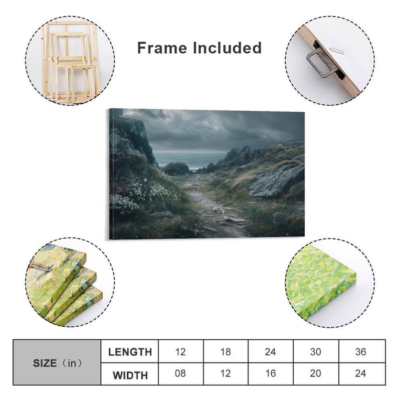 Toile encadrée 24 "x 36" avec cadre en bois, prête à être accrochée, 24 po x 36 po
