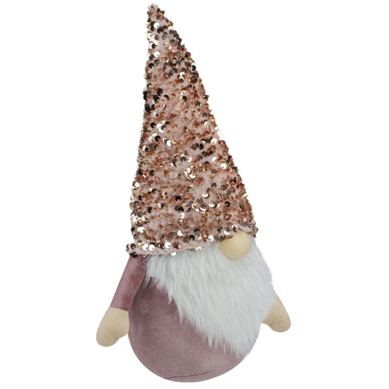 Figurine de table gnome de Noël 12 po rose et or rose