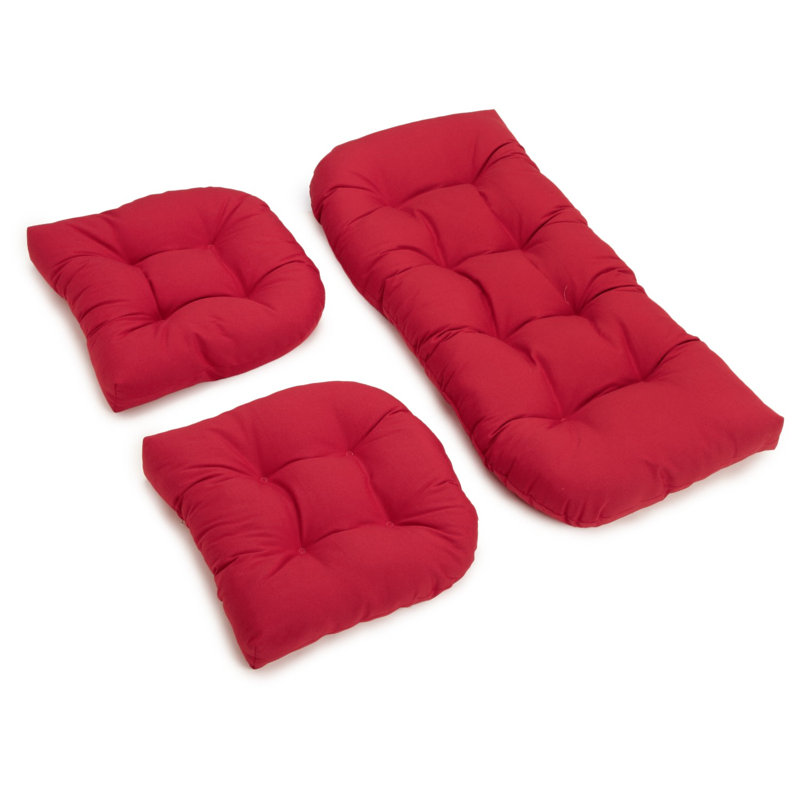 Outdoor 5'' Loveseat Seat Cushion, Ruby Red