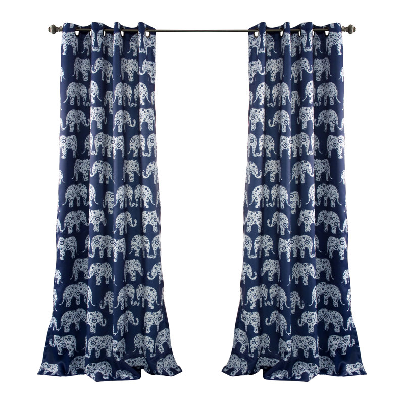 Rideaux / rideaux obscurcissant avec œillets Elephant Parade, Bleu marine