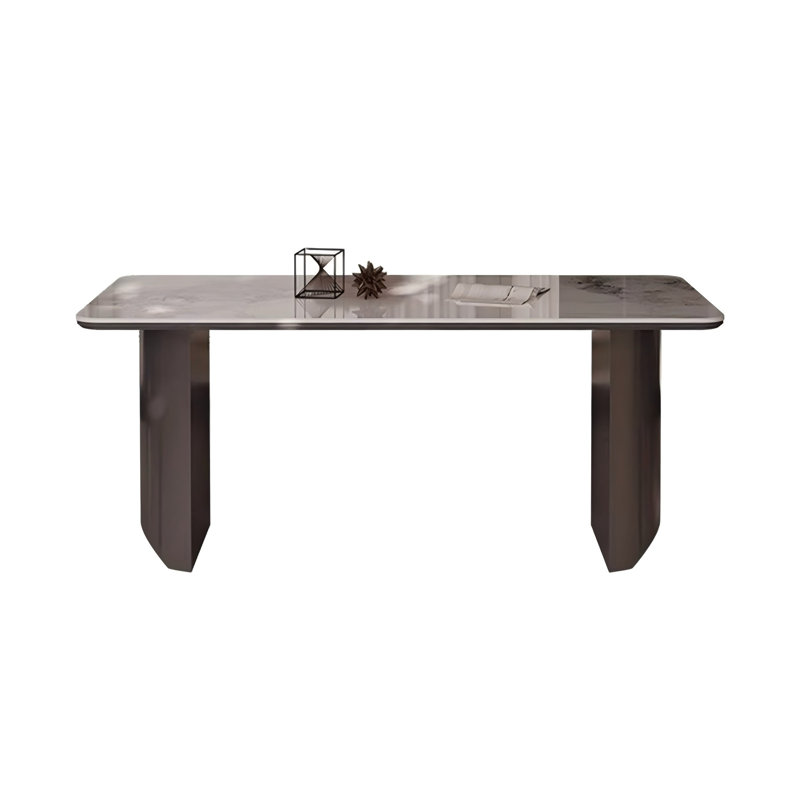 Sintered Stone Stainless Steel black and white Dining Table, 29.53"H x 55.12"L x 31.5"W