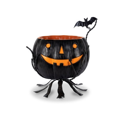 24" Magnesium And Metal Jack-O-Lantern Candy Bowl