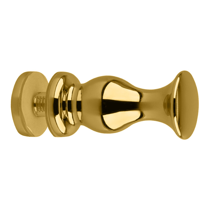 Bouton de porte en verre poli à fixation simple Brixwell K-COLSM-PB, Laiton poli