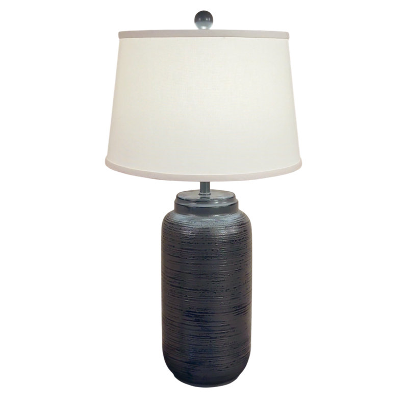 Grande lampe de table anthracite patinée, Gris / Noir