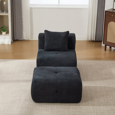 Modular Pillow Back Armless Sponge Filling Accent Chairs With Ottoman