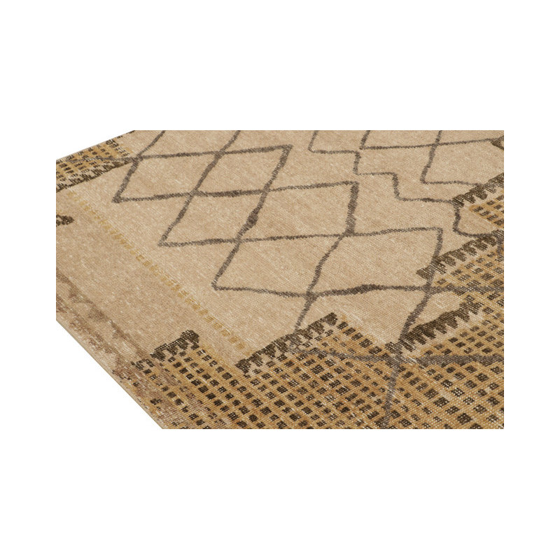 Distressed Homage Hand Knotted Wool Geometric Area Rug, Rectangle 10' x 14'
