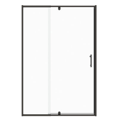 38-42" X 71" Shower Door, Matte Black Finish, 1/4" Tempered Glass, Pivot Swing, Reversible, Leakage, Stainless Steel Handle & Hardware, Adjustable Channel Swing Door 71", Reversible Install, Magnetic