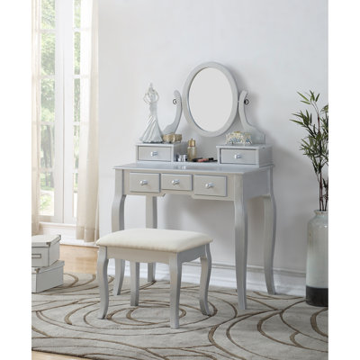 Ensemble coiffeuse et tabouret en bois Ashley