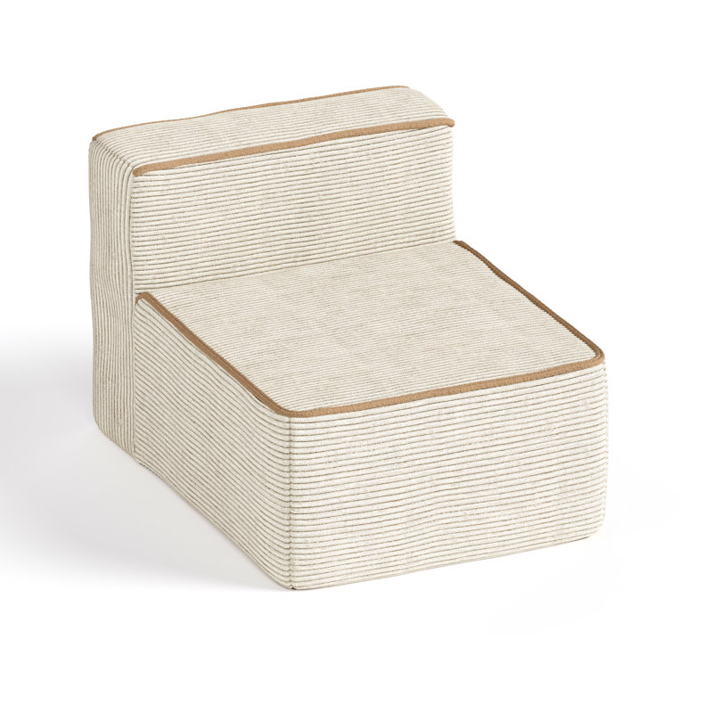Canapé beige sans accoudoirs avec repose-pieds et un coussin, Beige