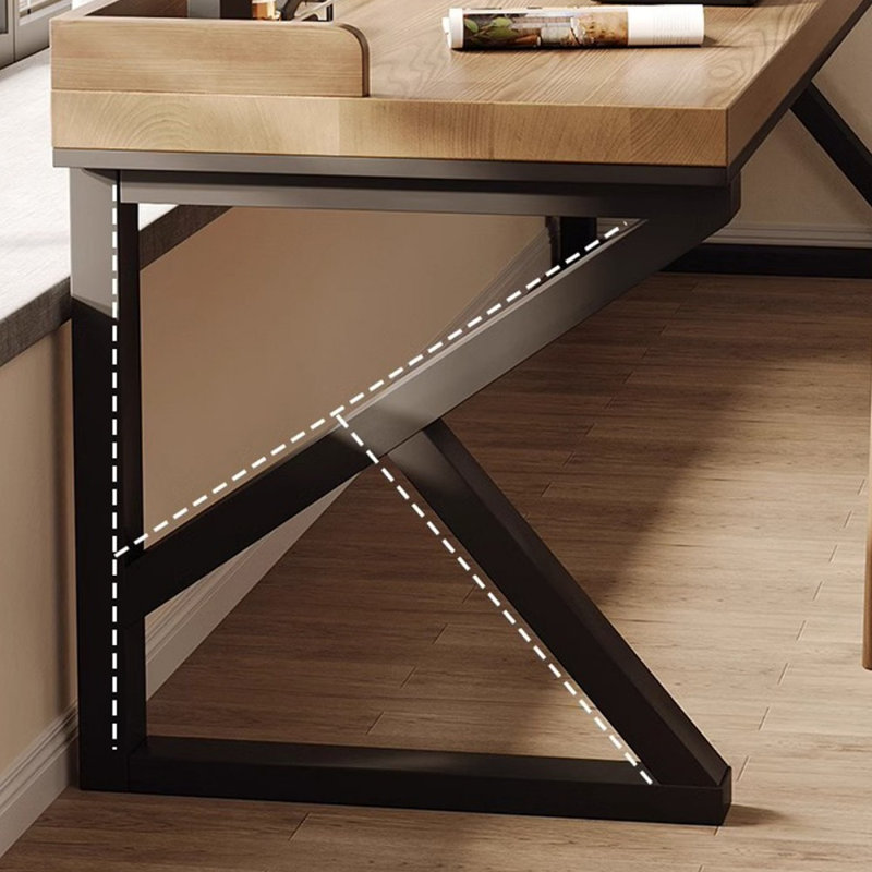 Bureaux rectangulaires en bois massif noir et brun clair, H 29,53 po x l 78,74 po x P 23,62 po