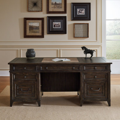 Wade Logan® Benkert Executive Desk - Saddle Brown | Wayfair