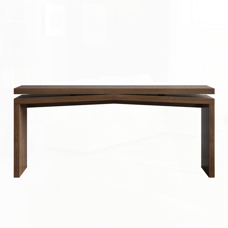65-Inch Solid Wood Veneer Console Table, Long Farmhouse Entryway Sofa Table for Living Room, Rustic Brown