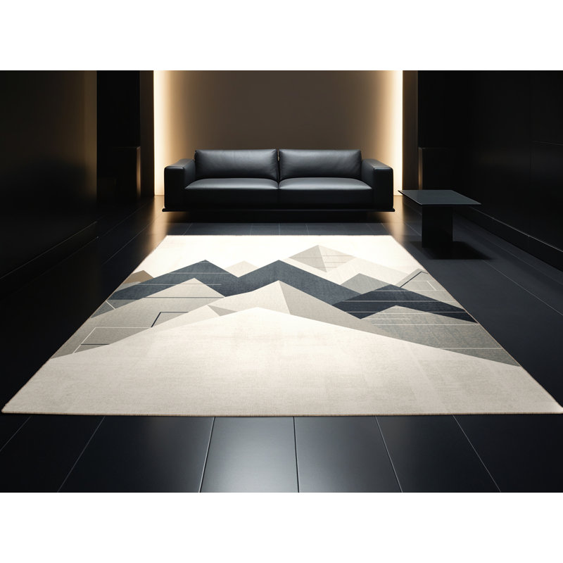 Tapis géométrique beige lavable à la machine Peksenak, 8 pieds carrés
