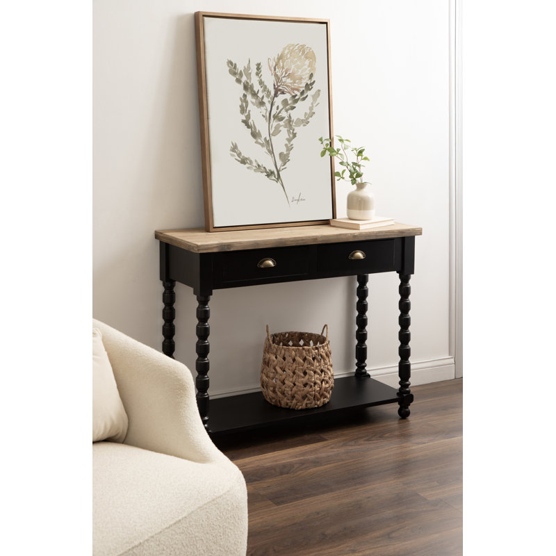 Console en bois avec tablette de rangement en prime, Noir, noir, noir, noir