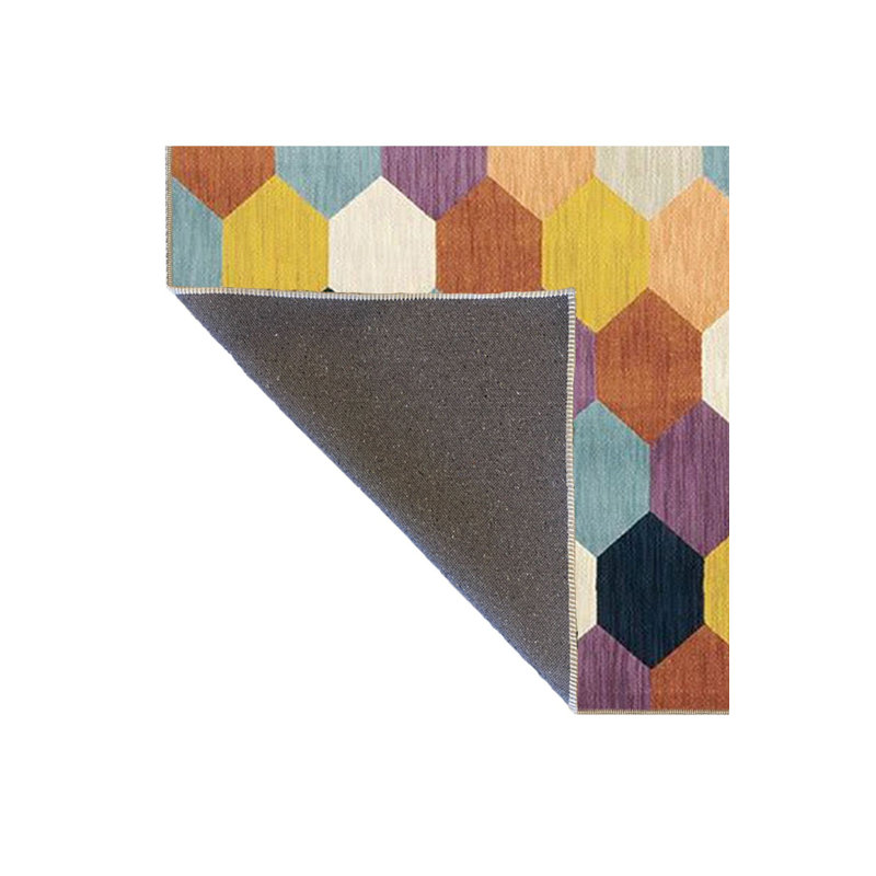 Tapis décoratif lavable à la machine multicolore à motif de nid d'abeille géométrique, Rectangle 2 pi 6 po x 4 pi 11 po