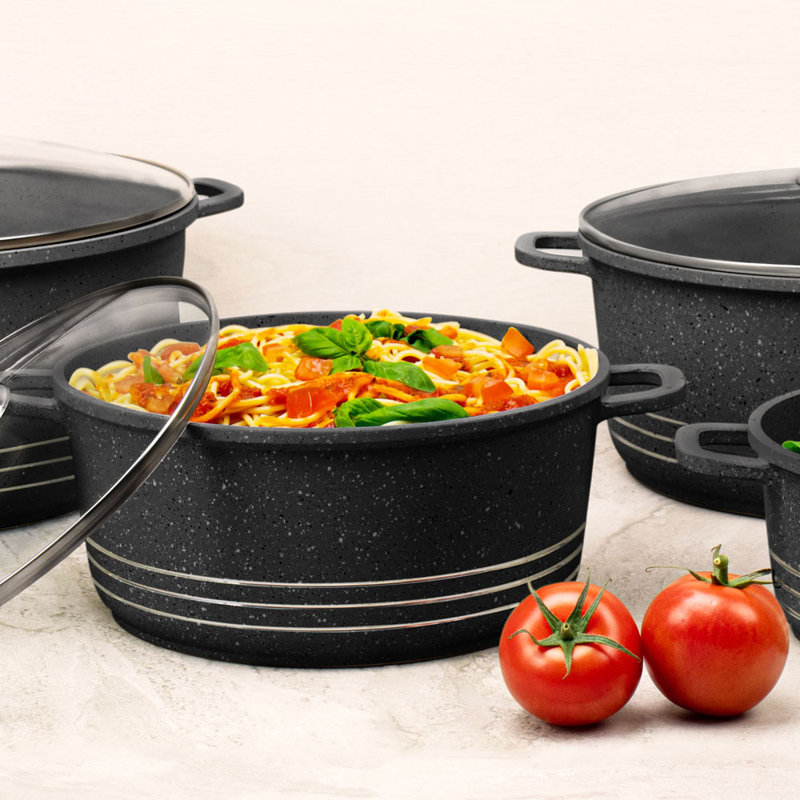 Laria 4 - Piece Non-Stick Aluminum Cookware Set, Matte Black