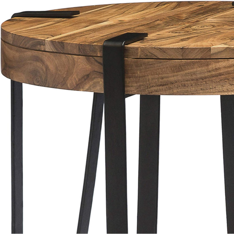 Table de bout Tindal Ryegate en bois d'acacia massif et métal avec tablette inférieure - Design rustique moderne