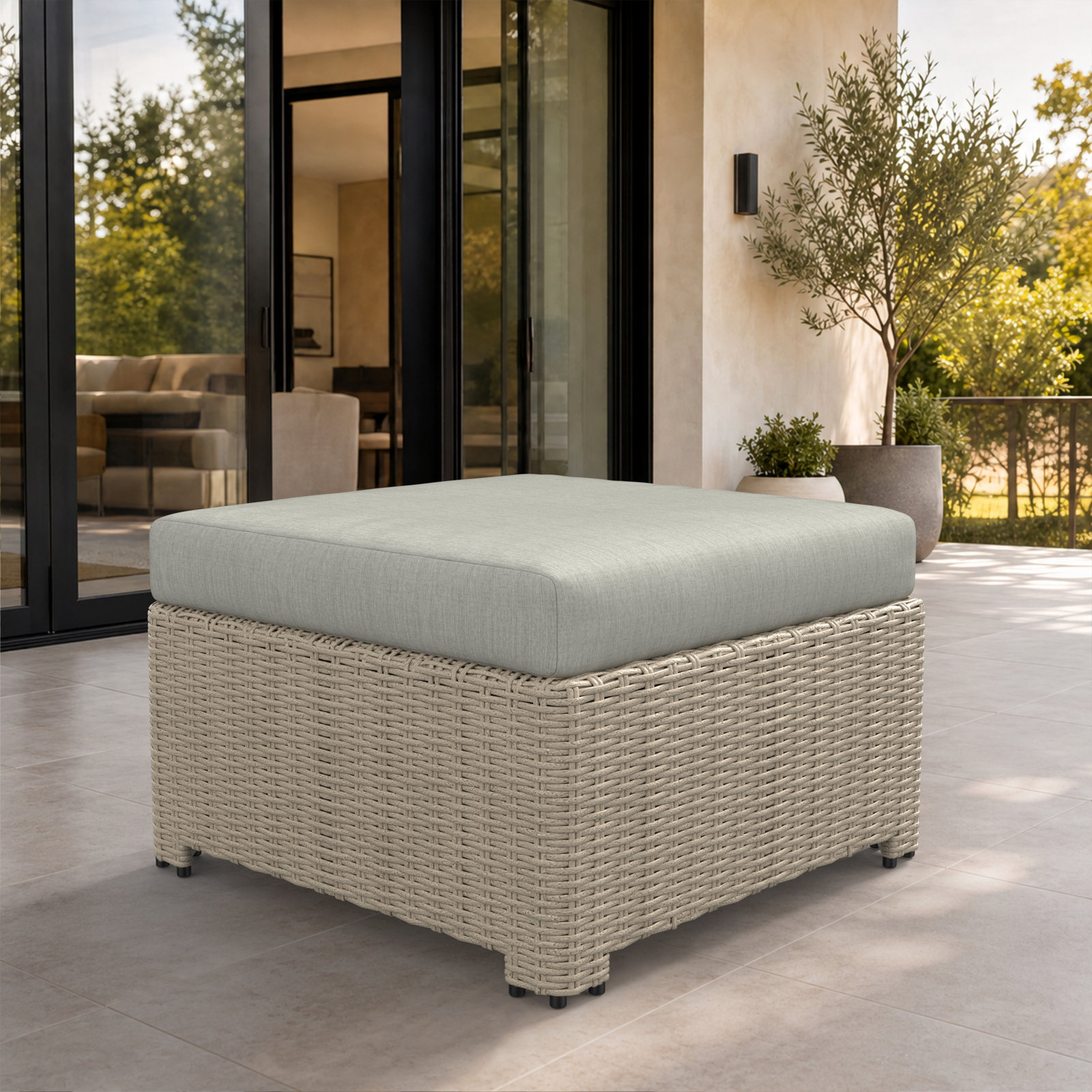 Henri Sunbrella® Patio Ottoman, Sunbrella® Canvas Granite