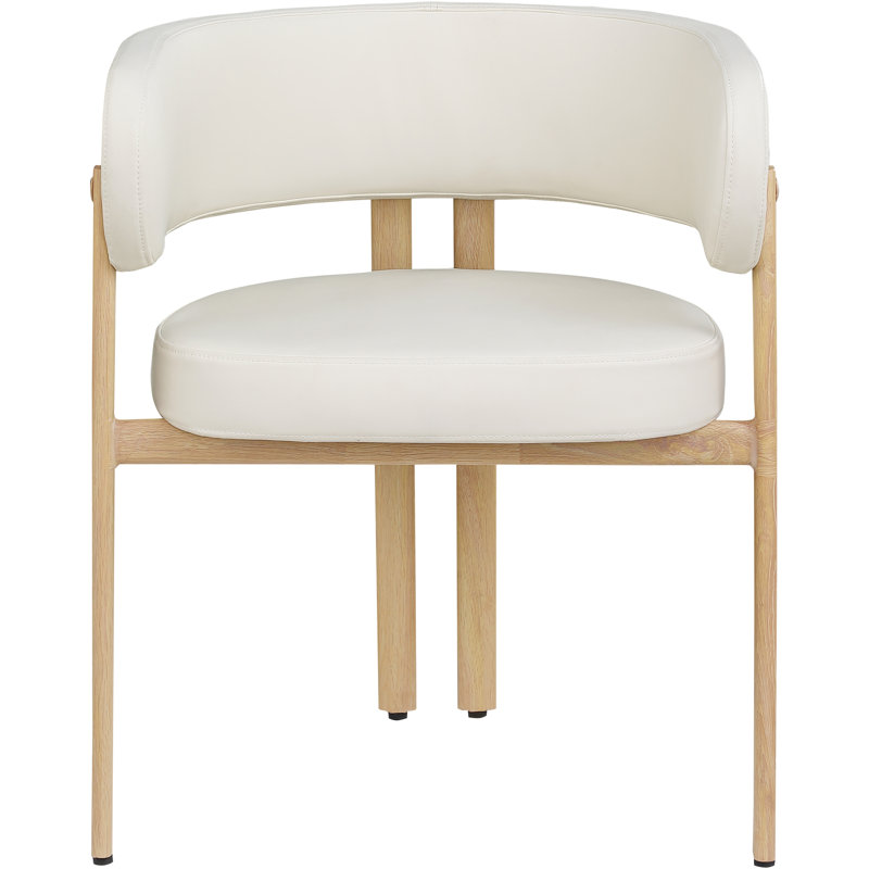 Gideon Unfinished Upholstered Back Arm Chair, Natural, Cream Vegan Leather