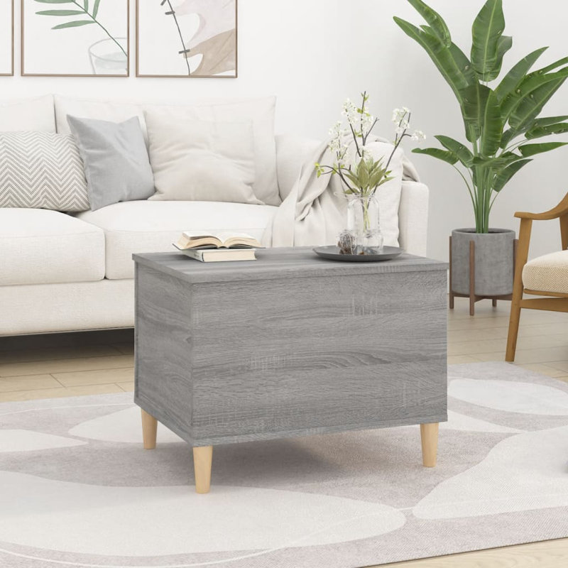 Kishaun Lift Top Four Leg Coffee Table with Storage, Grey Sonoma, 45cm H x 60cm W x 44.5cm D