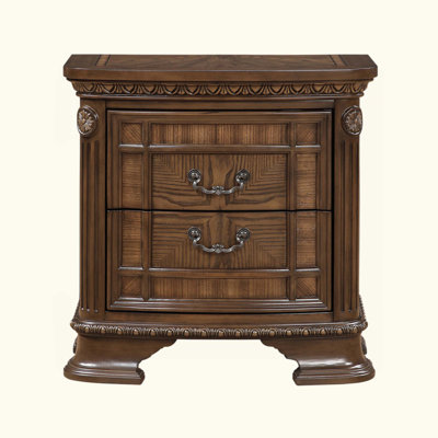 Table de chevet traditionnelle 1Pc avec 2 tiroirs de rangement