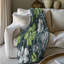 Olive Grey Blossoms - 1 Piece Premium Sherpa Blank Throw Blanket-1309513522