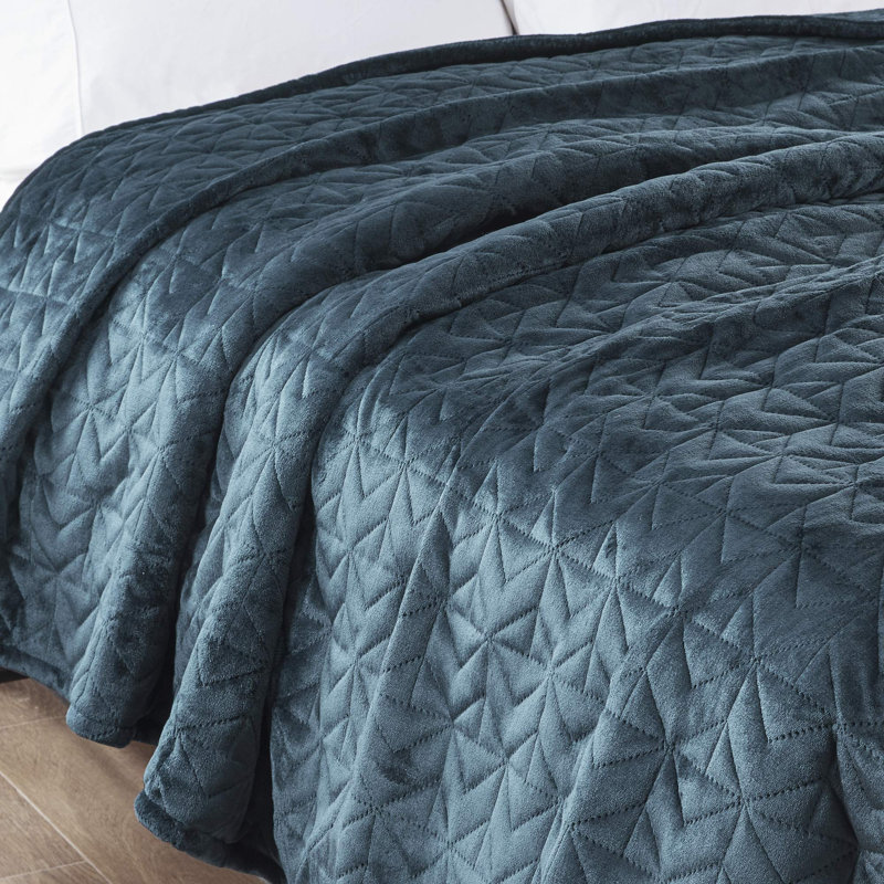 Couverture matelassée chauffante en peluche, Bleu sarcelle, 12.93