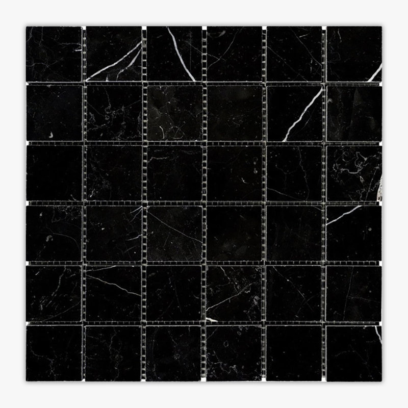 Carreau de marbre et plancher poli 12 po x 12 po Nero Marquina