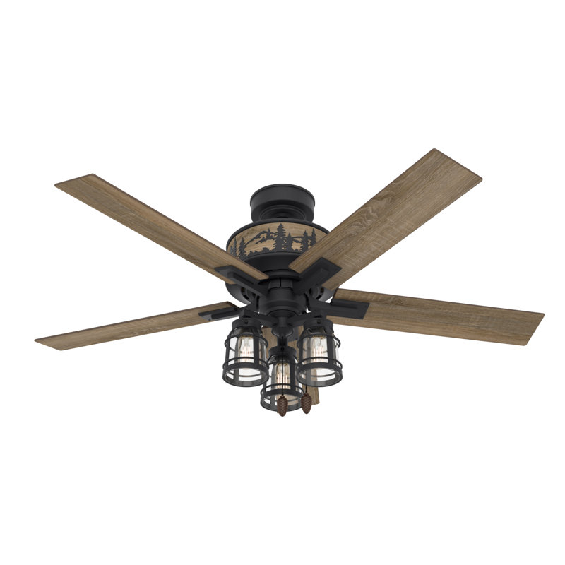 52" Vista 5 - Blade Standard Ceiling Fan with Pull Chain and Light Kit Included