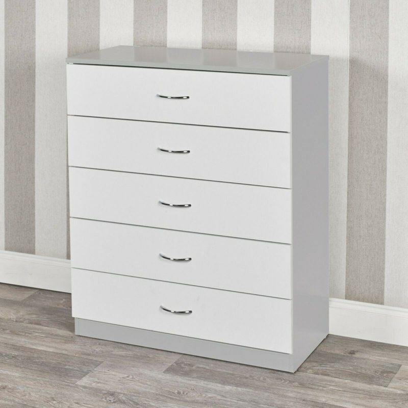 Keever 75cm W 5 - Drawer Chest of Drawers, White