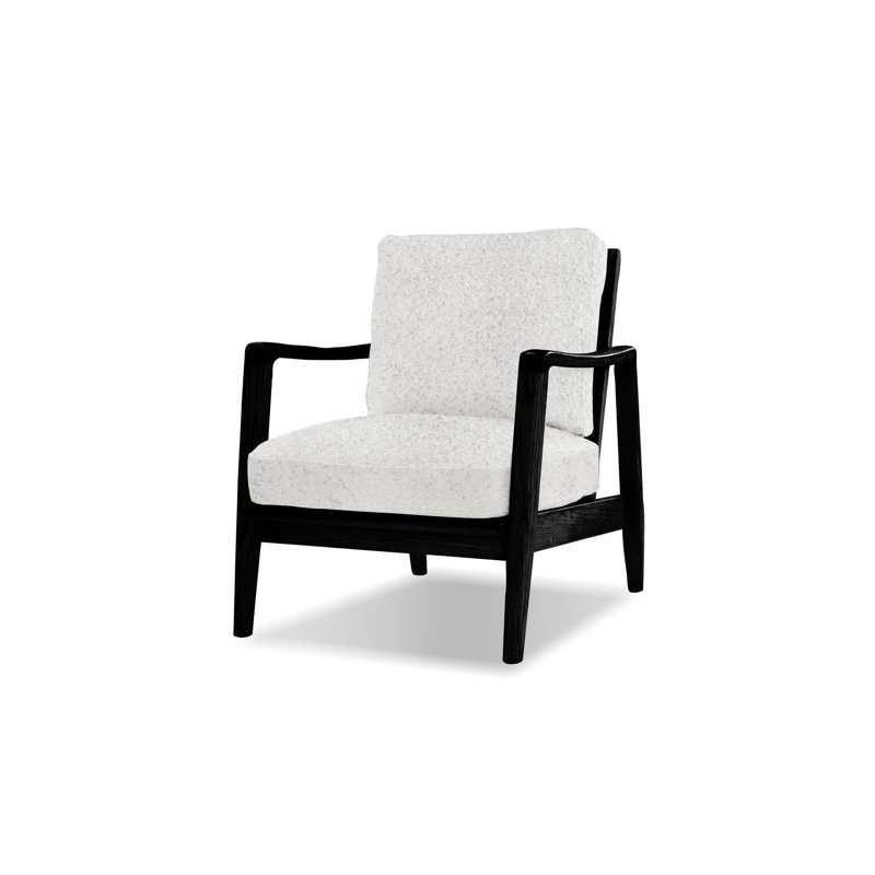 Chaise longue rembourrée Craftsman, Tissu vanille, Noir, noir, noir, noir