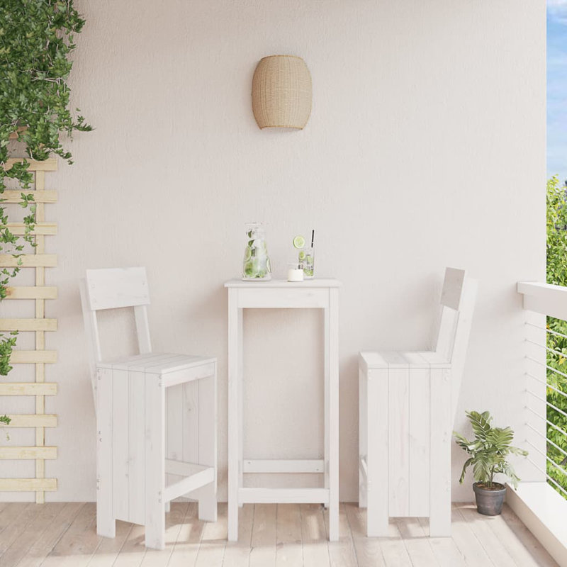 Agustine Solid Wood Counter Stool, White