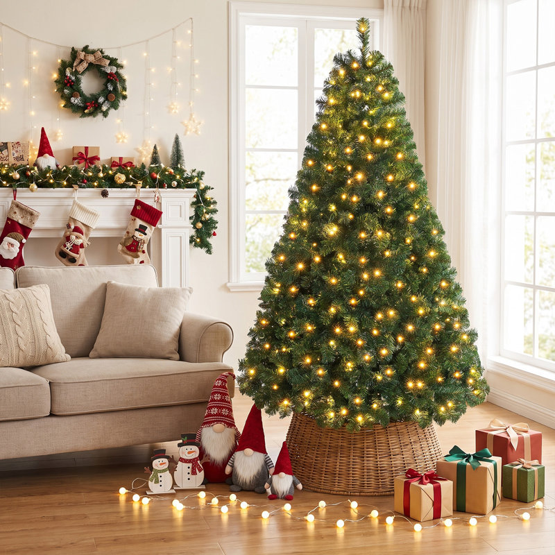 Sapin de Noël artificiel blanc avec lumières DEL, 6'H