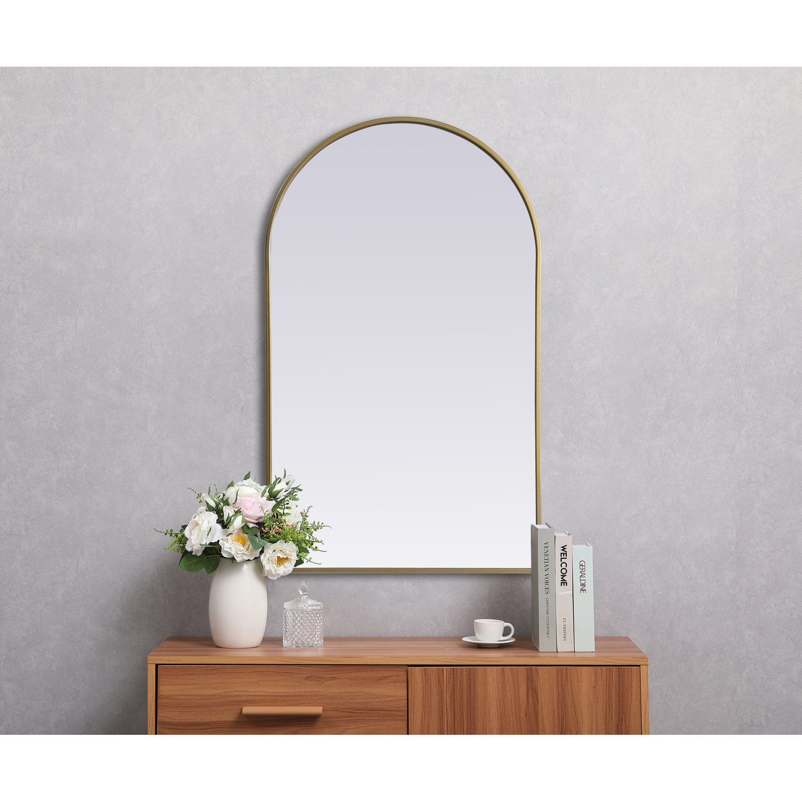 Sabine Metal Arch Wall Mirror, Brass, 40" x 24"