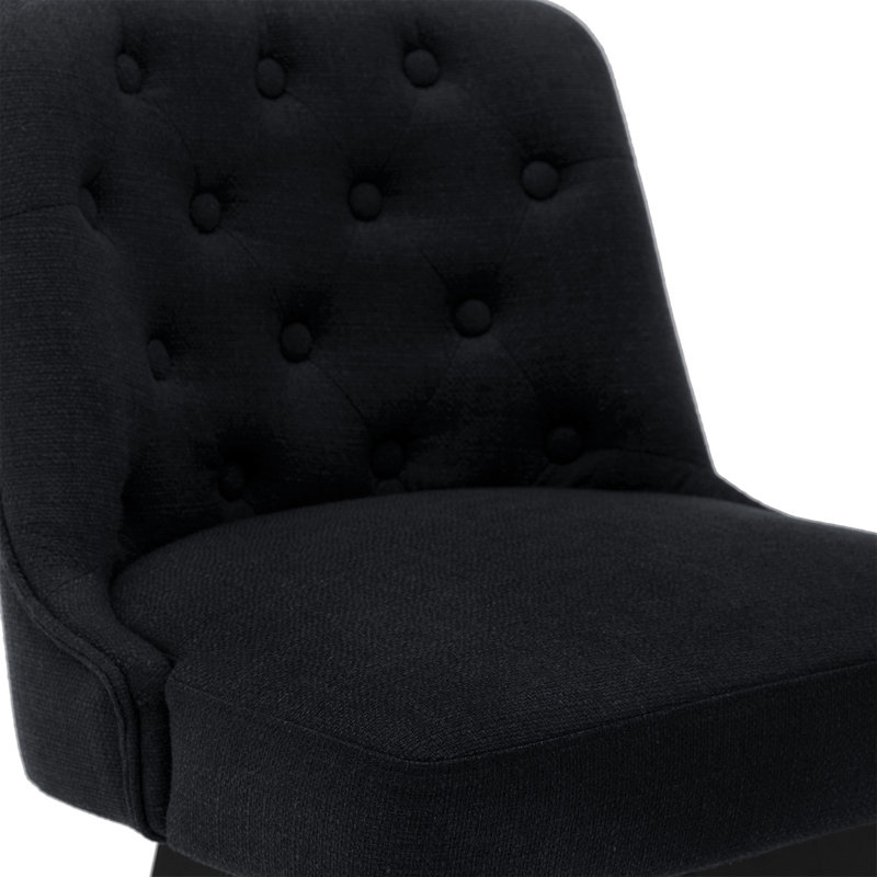 Swivel Upholstered 30'' Bar Stool Wood Leg, Black, Bar Stool (30" Seat Height), 1