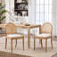 Ensemble de 2 chaises de salle à manger en rotin, chaises de salle à manger rembourrées en lin avec dossiers, chaises de cuisine modernes avec pieds en bois pour la salle à manger, beige
