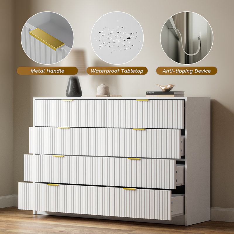 8-Drawer Double Dresser 55" W - Bedroom Storage