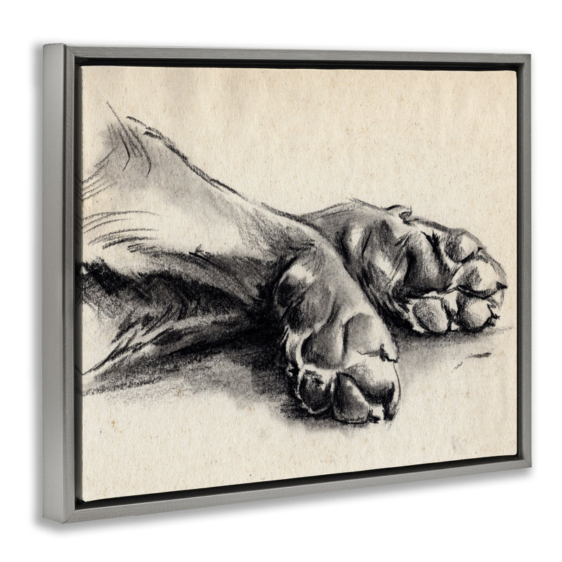 «Dog Paw Charcoal Design Minimal Tan», art mural sur toile par Jennifer Paxton Parker, H 31 po x l 25 po