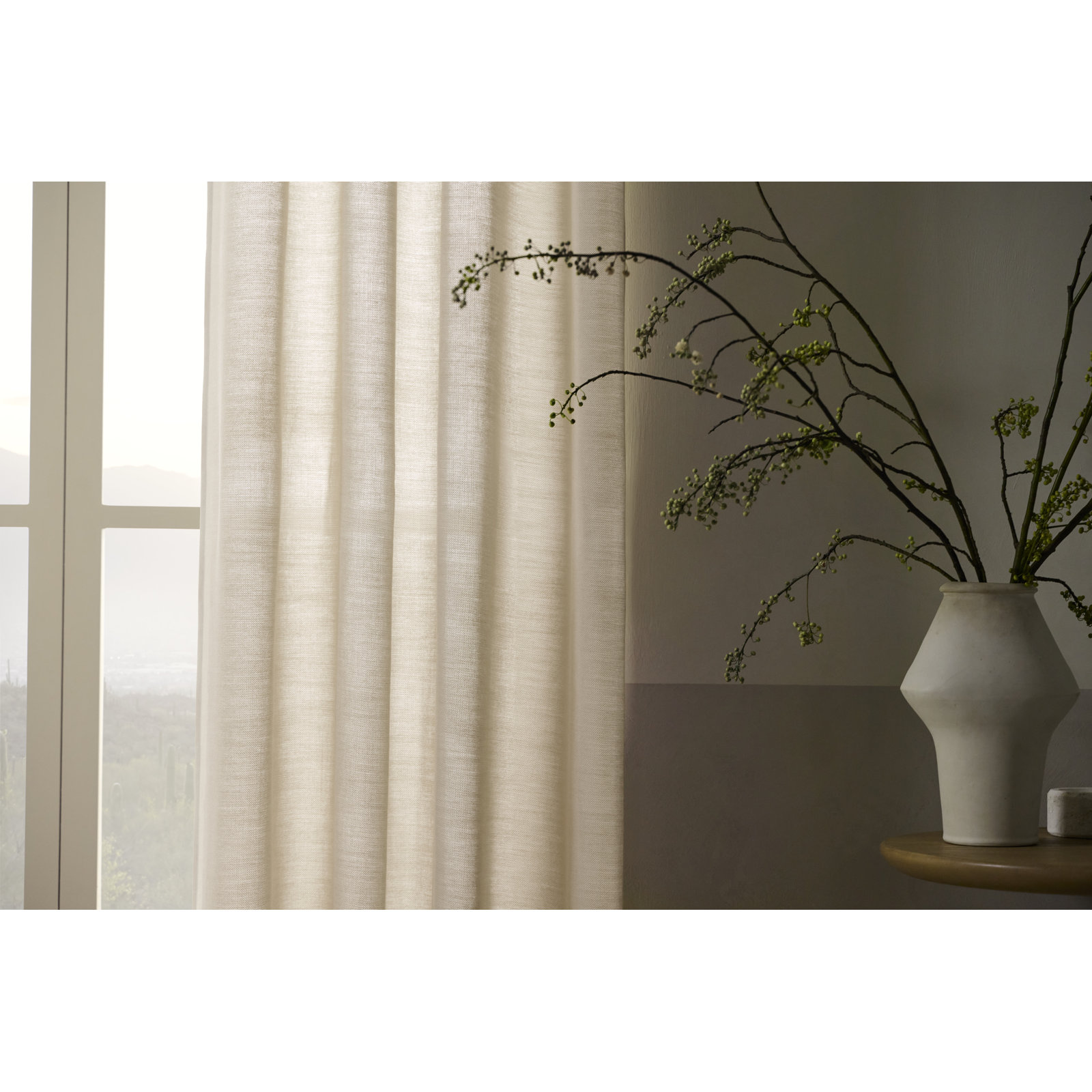 Sunbrella Madison Indoor/Outdoor Light Filtering Curtain, 50" W x 96" L, Heather Beige