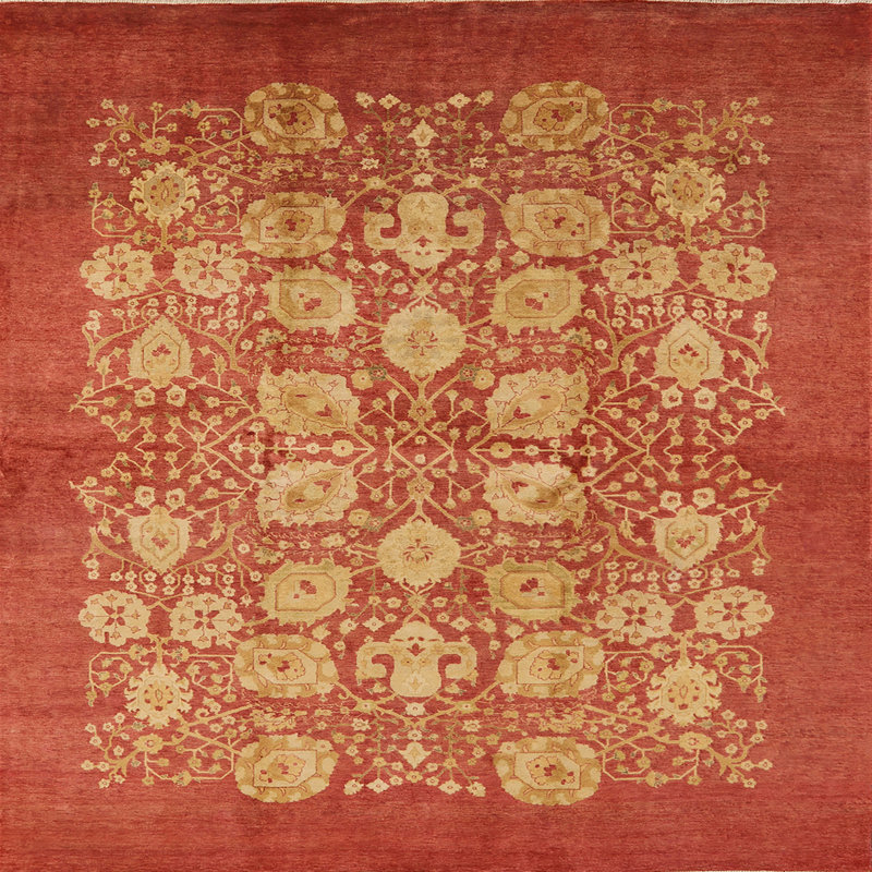 Tapis oriental rouge / jaune Crusoe, Carré 6 pi
