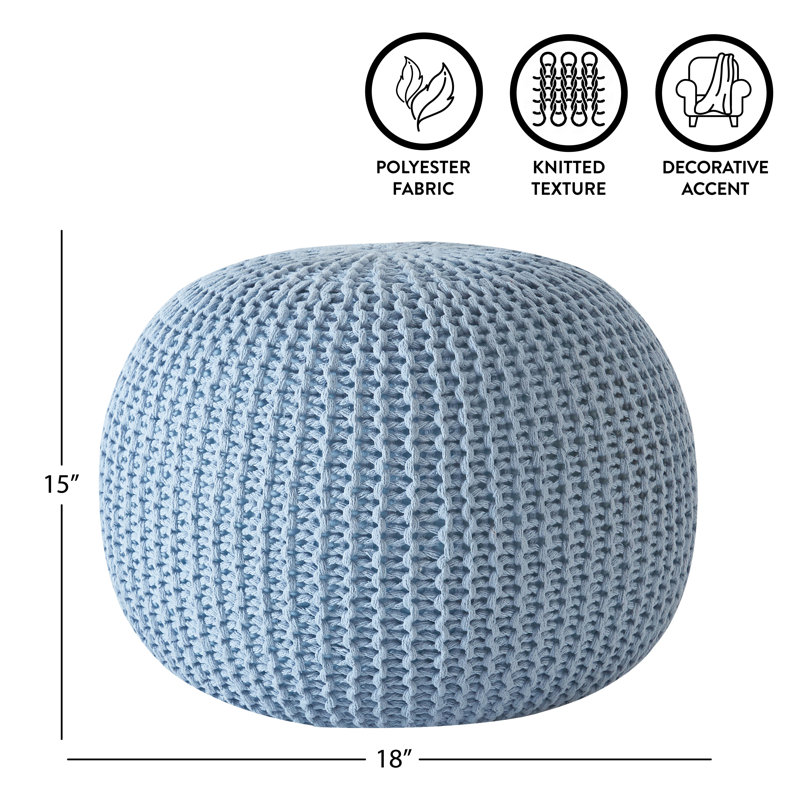 Bramble Upholstered Pouf, Light Blue