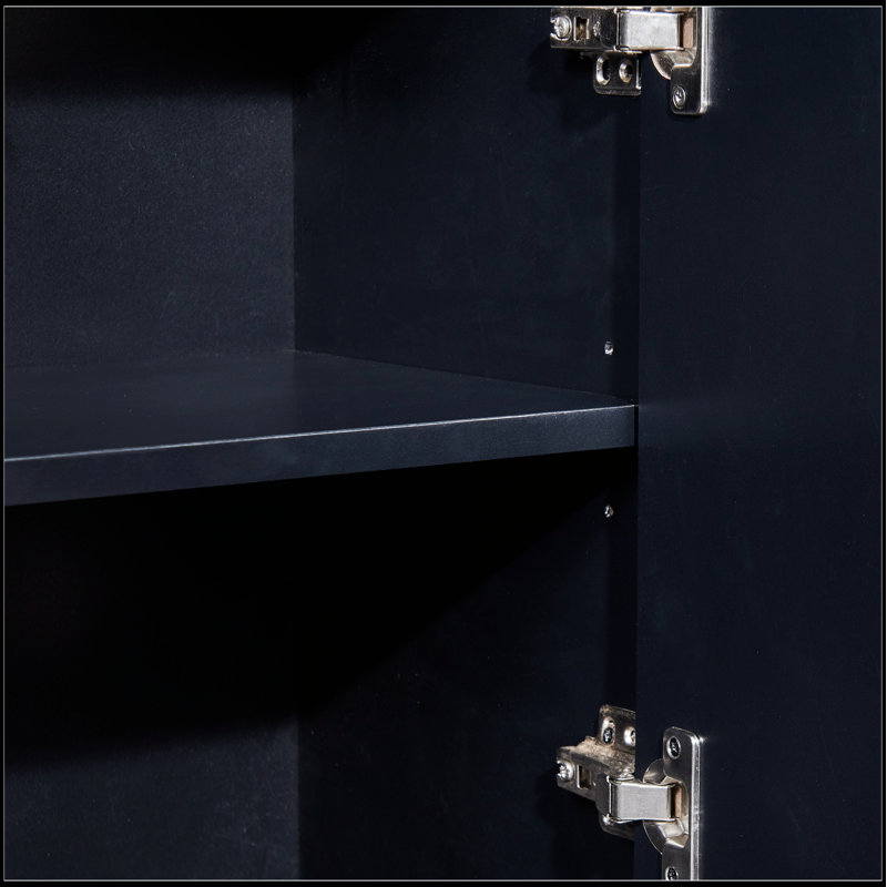 Buffet moderne et élégant avec grand espace de rangement pour la salle à manger, le vestibule et les espaces de vie, Noir