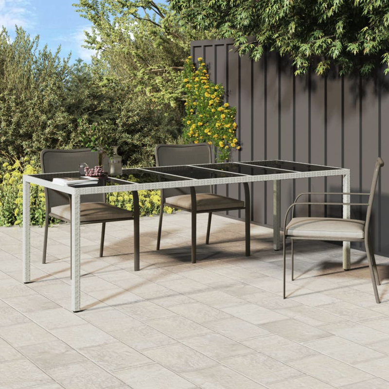 Rectangular Glass Outdoor Coffee Table, 29.5" H x 39.4" W x 98.4" L, White